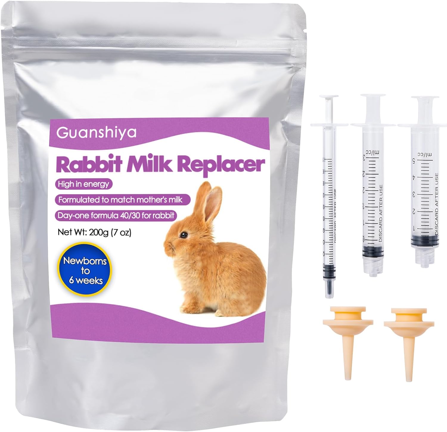 Liovsiso Rabbit Milk Replacer, 200 Grams Bunny Milk Replacement – High-Protein Formula for Newborn Bunnies & Orphaned Baby Rabbits, Supports Gut Health and Digestion