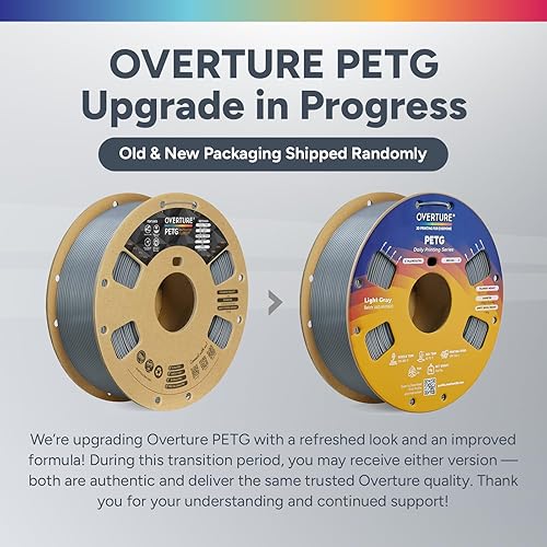 Vista 24 de Overture Petg - Filamento de 0.07 pulgadas con superficie de construcción 3D 7.87 x 7.87 pulgadas, consumibles para impresora 3D, carrete de 2.2 2.2