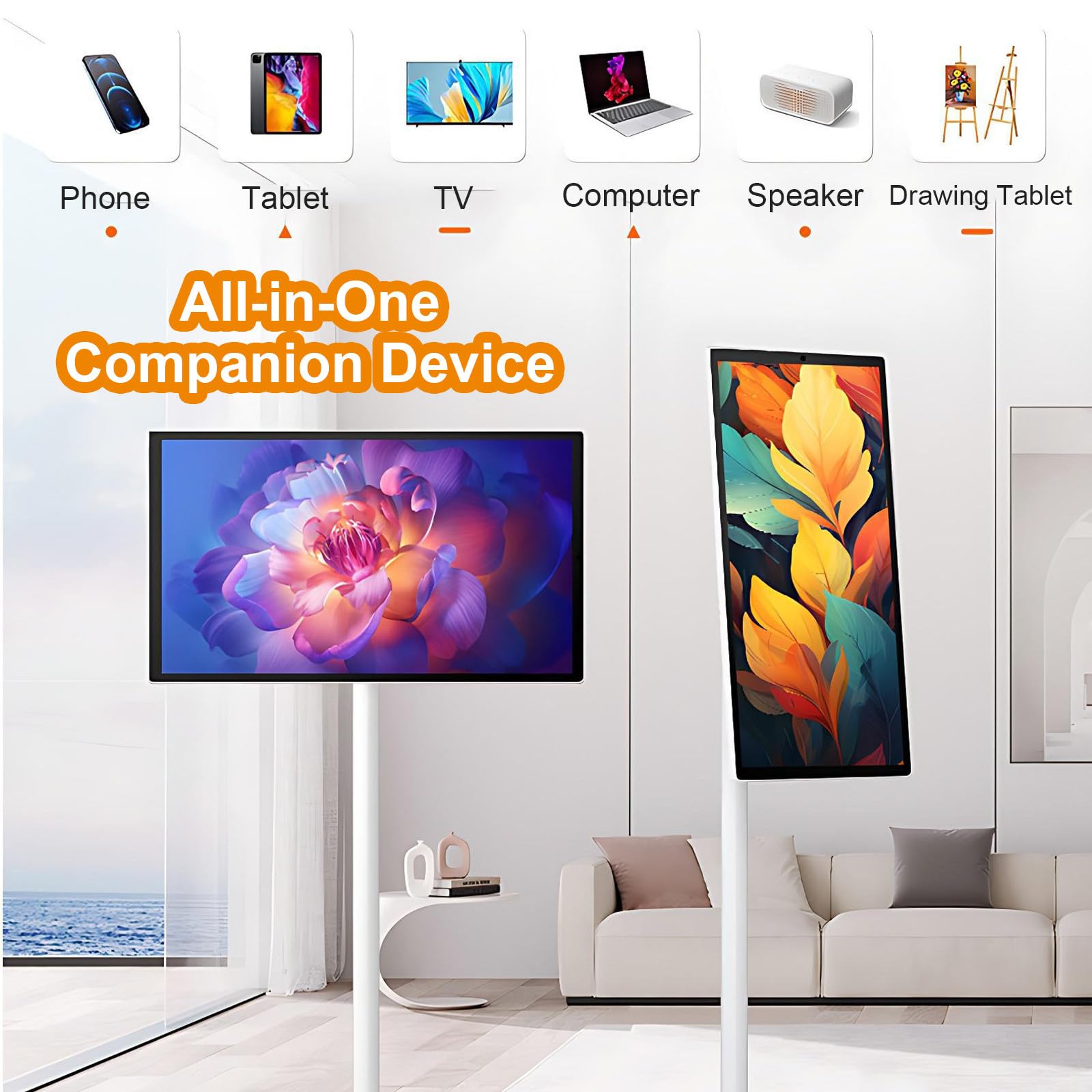 TV Portatile Intelligente 21.5/24/27/32 Pollici, con Batteria ad Alta capacità, Telecamera HD e Bluetooth, Operativo Android, 4GB+64GB/8GB+128GB, Schermo Touch 24"-8G+128G