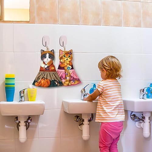 Miniatura 6 de PAT JUUMG Divertidas toallas de mano para baño, cocina, decoración de gato, bonitas toallas decorativas para colgar, súper absorbentes, suaves,