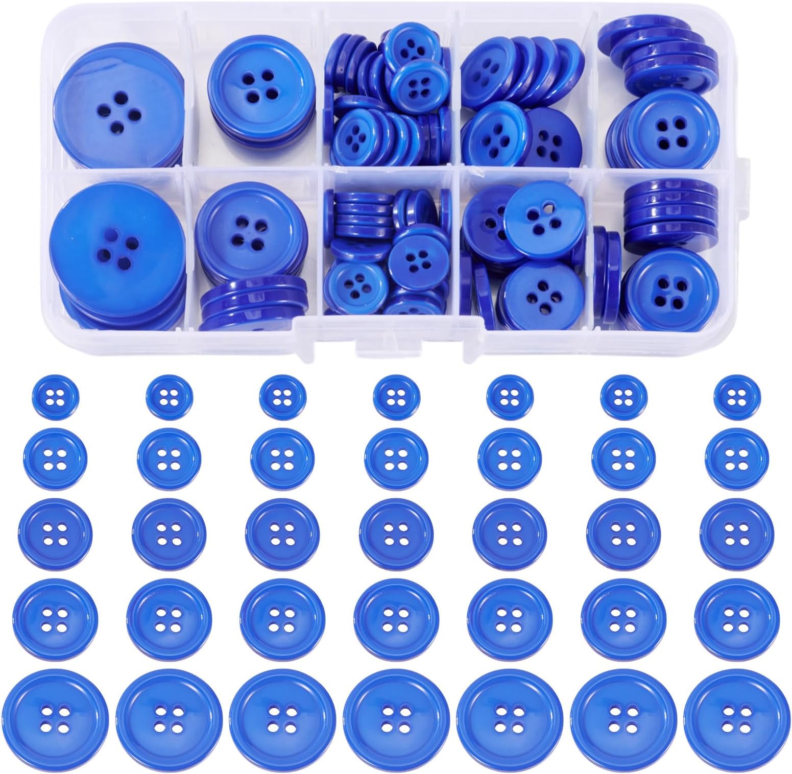 188Pcs Resin Buttons 4-Hole Flat Round Craft Buttons Sewing Buttons for Garment Sewing Buttons DIY Craft Projects,Blue