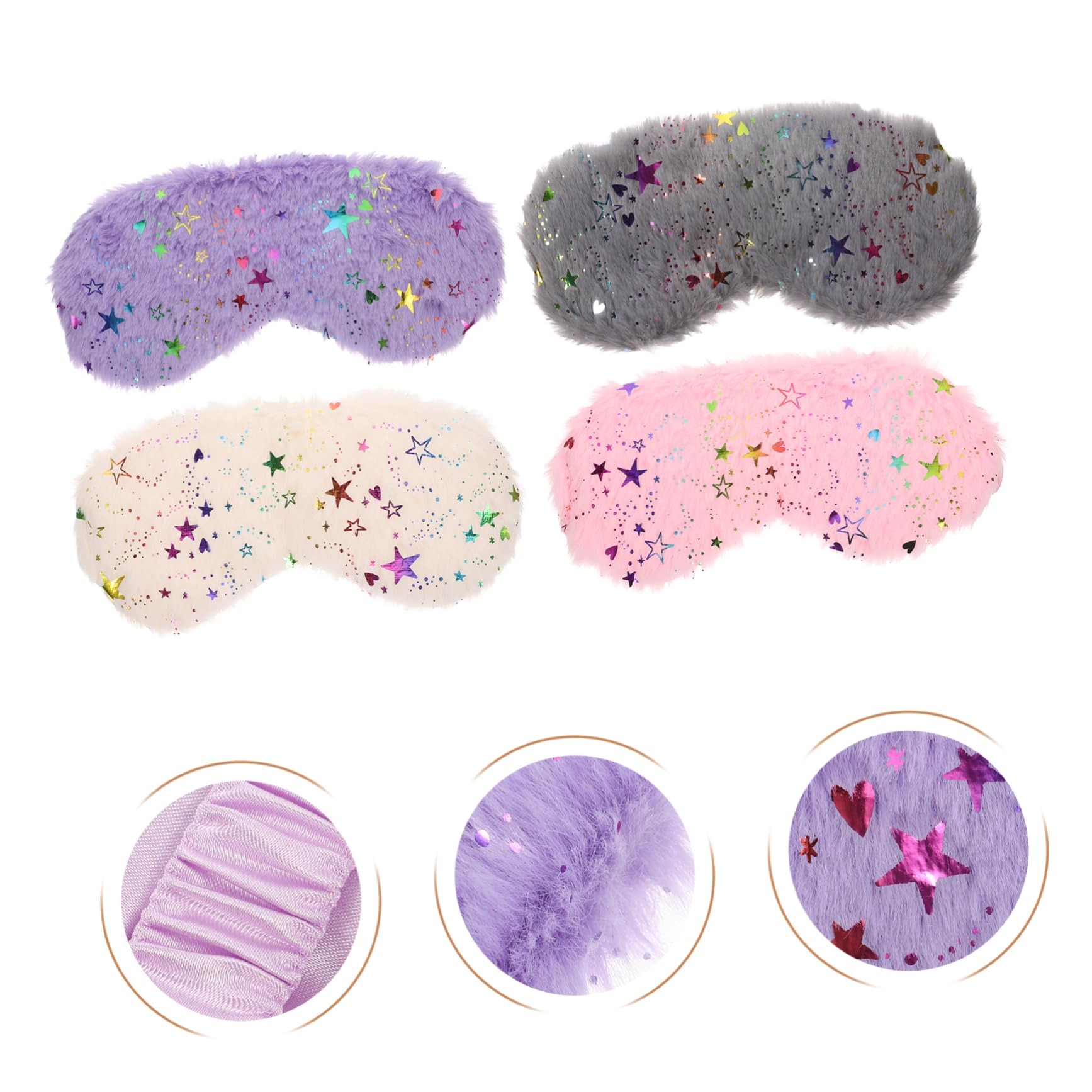 GLEAVI 3er-sets Schlaf-augenmasken Aus Plüschmaterial Zum Schlafen Mit Sternendruck Lichtblockierende Augenmasken 4 Stück * 3