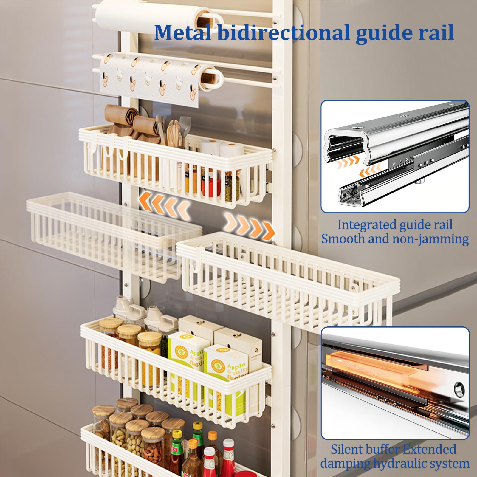 Estante de puerta estrecha de 5 niveles – Nizer de metal blanco versátil para cocina, baño, lavandería, sala de estar, despensa que ahorra espacio para un fácil acceso