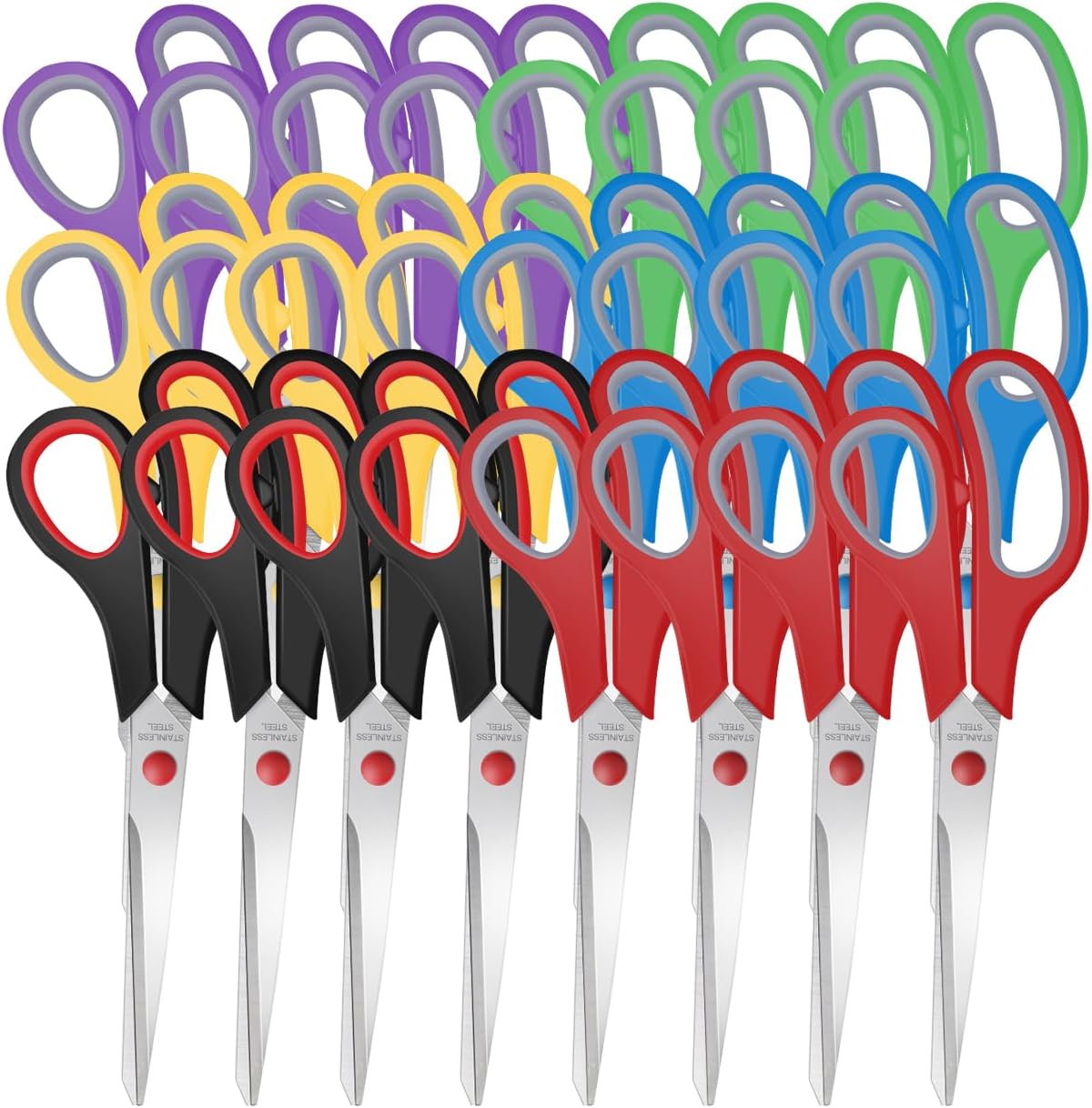 24 PACK Sewing Craft Scissors Bulk,8" Multipurpose Heavy Duty Sharp Paper Scissors,Stainless Steel Shears for Home Office School Supplies