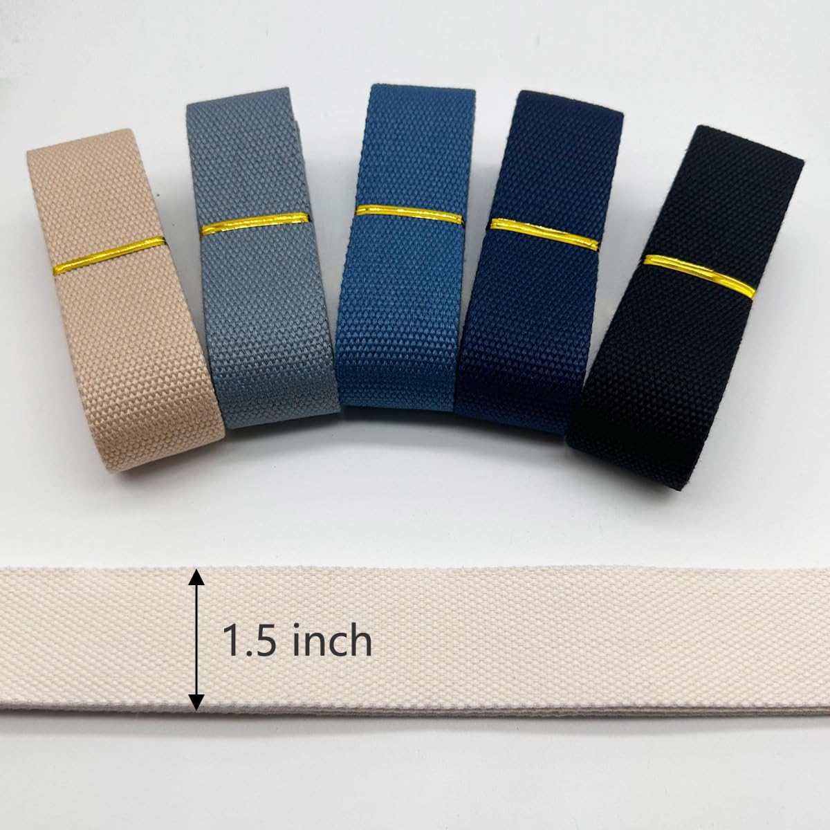 1.5 Inch Heavy Cotton Webbing 18 Yards 6 Colors Mixed Webbing Straps for Bags Handles,Tote Bag Webbing，Cloth Belt,Making Outdoor Supplies