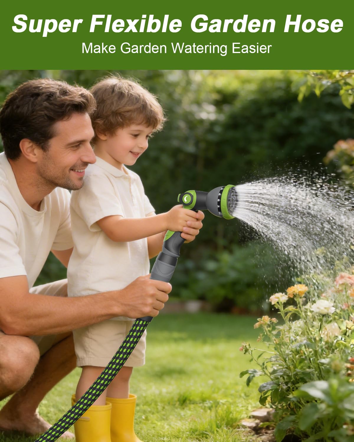 Garden Hose, Flexible Ultra Lightweight Durable, Kink-Free Water Hose with 10 Function Sprayer - Non-Shrinking, Easy to Store, All-Weather, High-Pressure (100 FT) — view 8