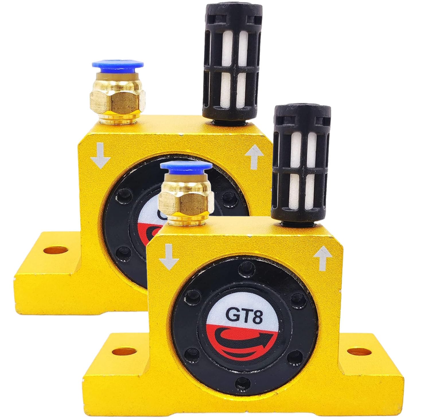 2Pcs GT8 Pneumatic Air Turbine Vibrators G1/8 ''Industrial Pneumatic Turbine Vibrators Air Rotary Vibrator Golden GT-8 Series