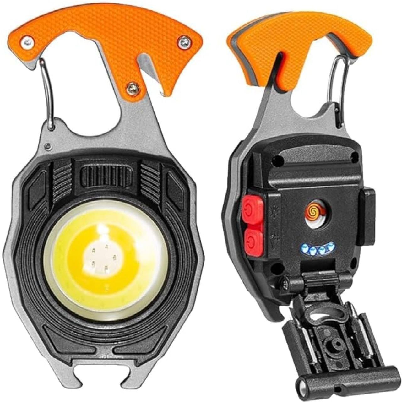 AASHRIT Keychain LED Flashlights, Rechargeable Flashlights Torch 7 Light Modes with Lighter,Whistles,Screwdriver,Bottle Opener,Magnet Base 800 Lumens Portable Emergency COB Light for Camping Outoor-image-42