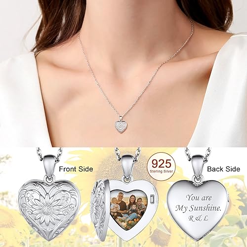 Vista 6 de FaithHeart Corazón Locket Mujeres Niñas Plata Sterling Foto Custom Lockets Colgante Collar Regalo Embalaje