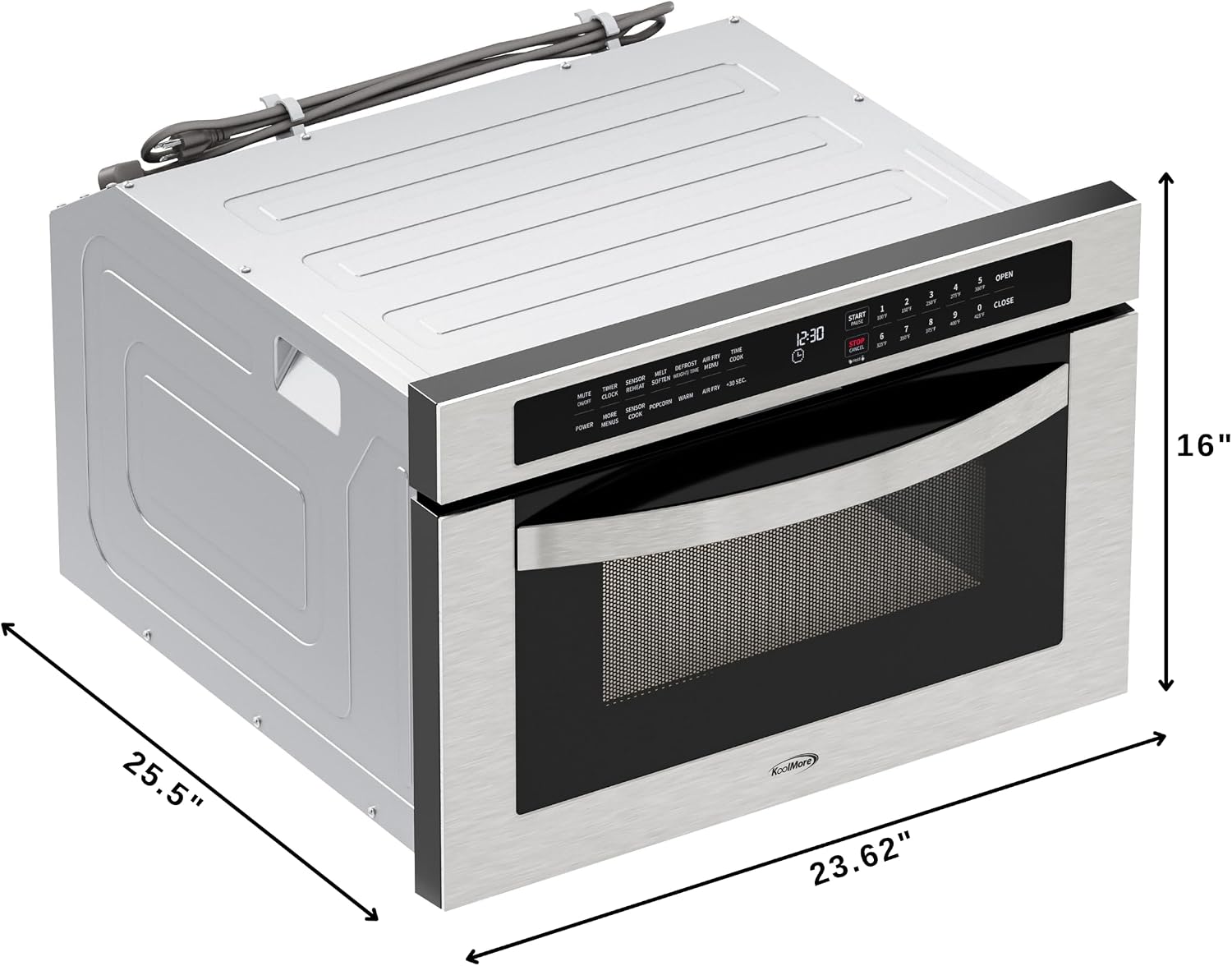 KoolMore 24 in. Built-In Microwave Drawer with Air Fry, Sensor Cooking, Touch Controls & Stainless Steel Interior, 1.2 Cu. Ft.