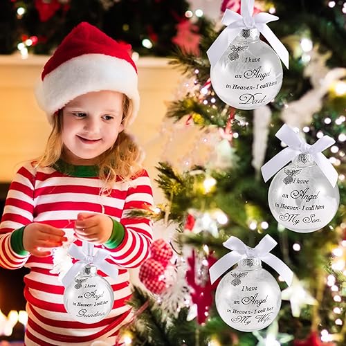 Miniatura 2 de Adornos conmemorativos de Navidad, bola de plumas transparentes, bola impresa al revés de 3.15 pulgadas, regalo de condolencia por pérdida de un ser