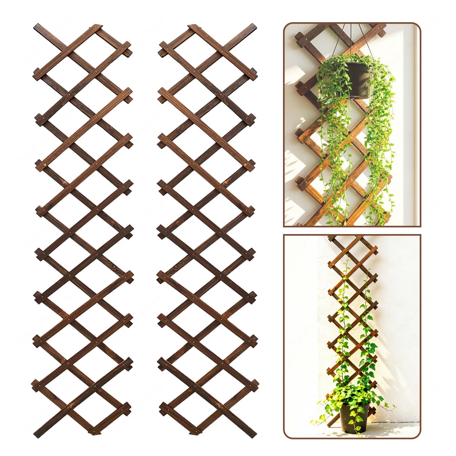 Expandable Plant Trellis, Wood Garden Trellis Panel for Climbing Plants, 180CM x 30CM, Wall Decor Hanging Frame for Room Garden Patio Indoor Outdoor (9MM-Thick)