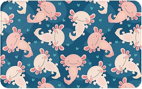 COLLA Alfombra de baño de ajolote azul, antideslizante, absorbente, bonita, suave y acogedora para baño, felpudo para puerta, cocina, lavable a