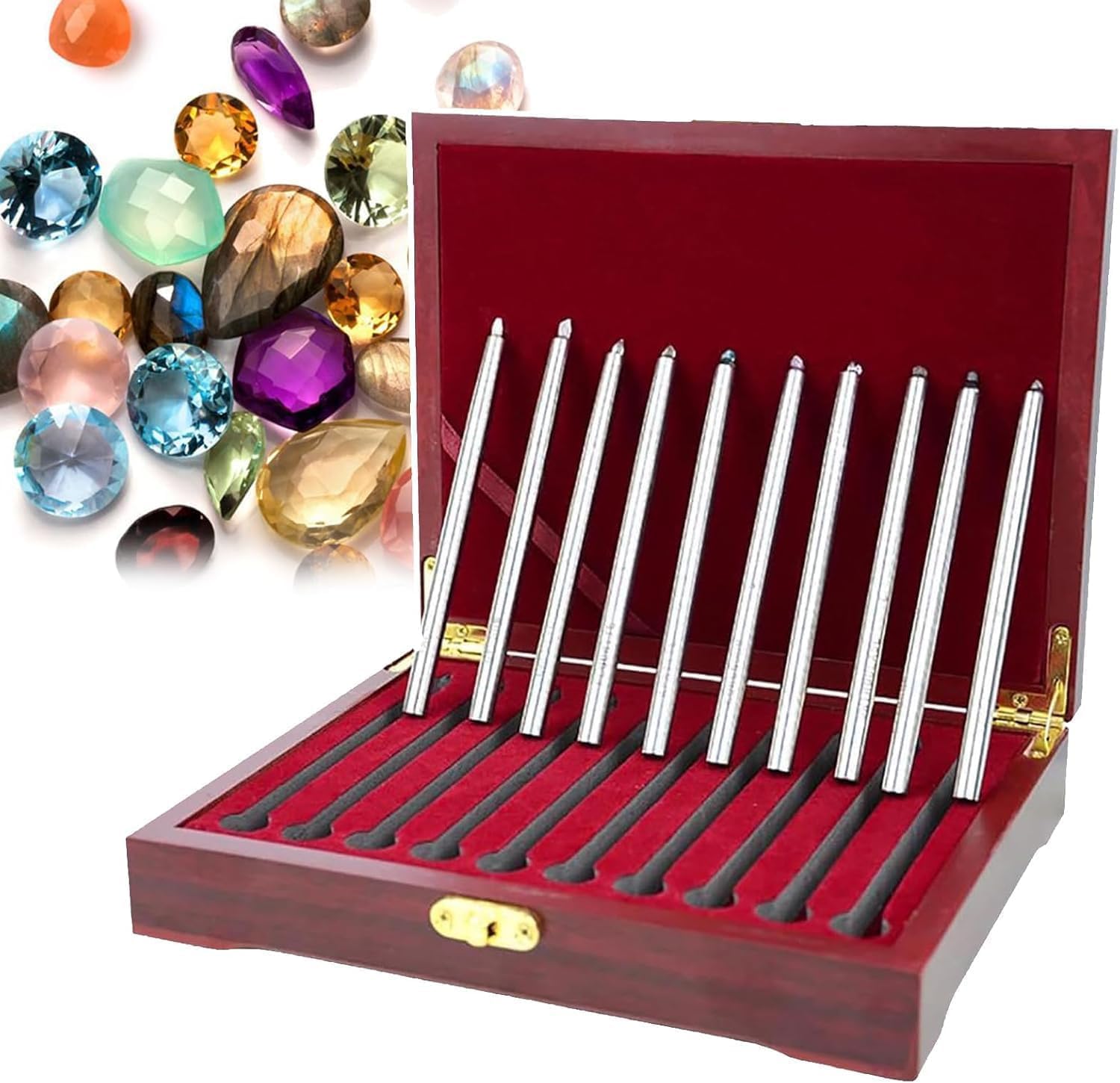 Mohs Hardness Test Kit, 1-10 Scratch Tester with Storage Box, Inlaid with Natural Minerals, Relative Wear Resistance Testing, for Ceramic Tile, Floor, Glass