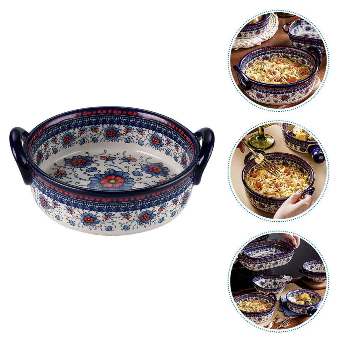 HANABASS Keramik Backschüssel mit Zwei Griffen, 950ml, Elegant | Ofenfest für Reisauflauf, Leicht zu Reinigen, Fleckenresistent, Vielseitig für Küche und Tisch