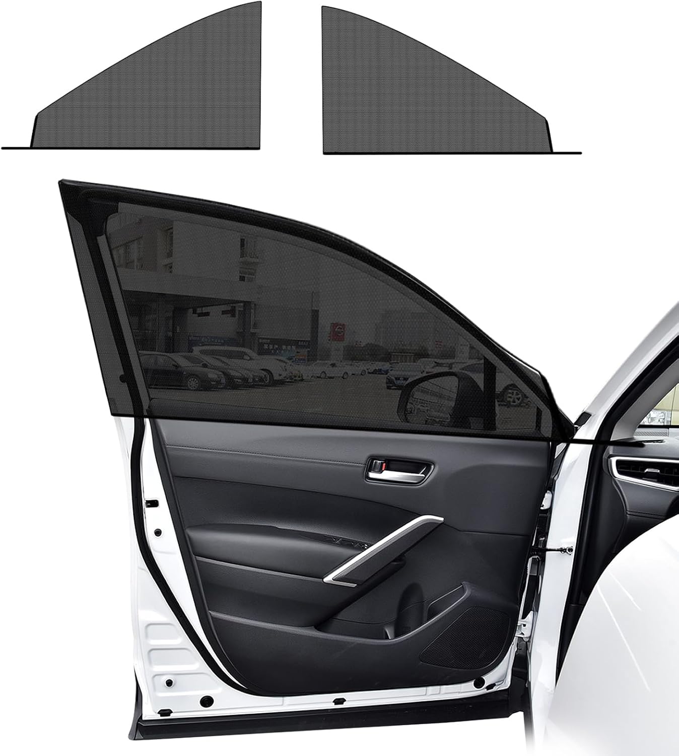 Ohleats 4 PCS Car Window Shades, Auto Front Rear Side Window Sun Shades for Block Heat & UV Protection, Breathable Mesh Baby Window Screen Covers, Universal Car Accessories (Car)