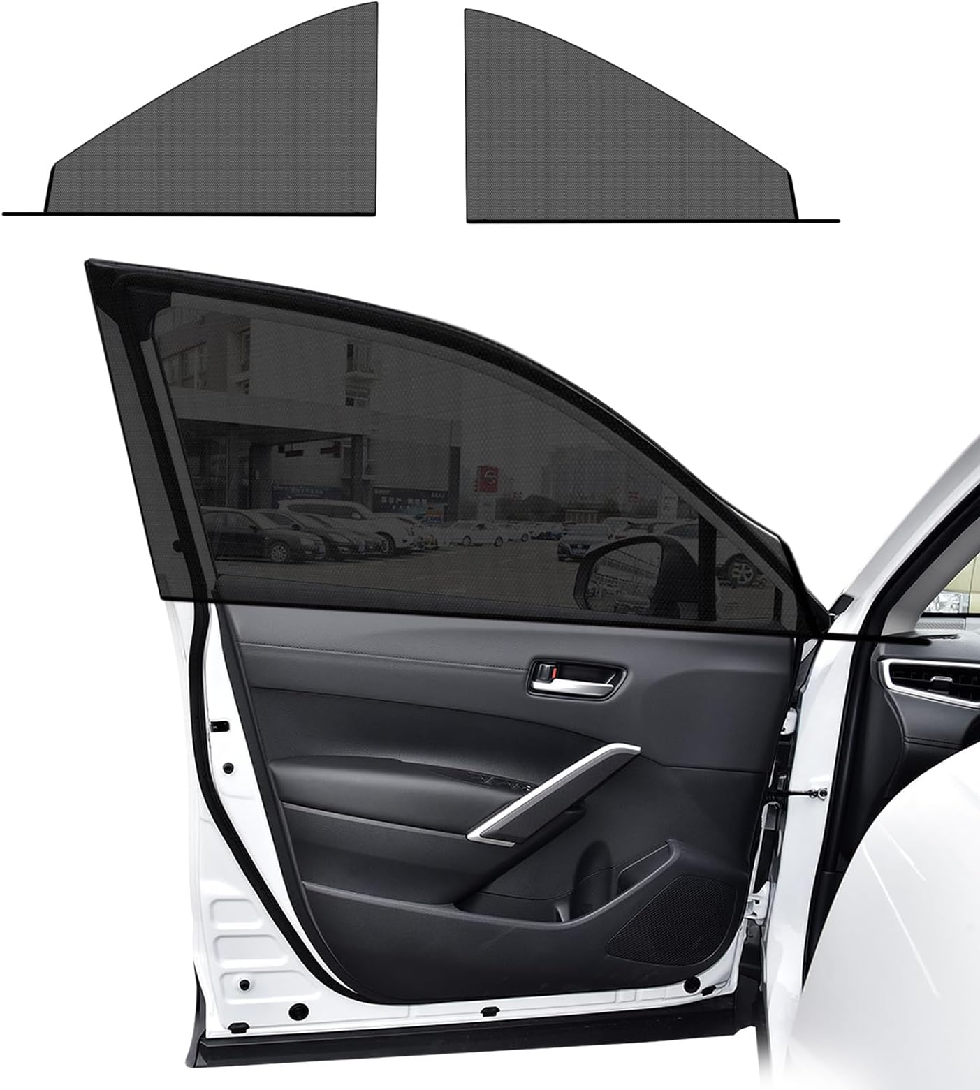 2 PCS Window Shades, Auto Front Rear Side Sun Shades for Block Heat & UV Protection, Breathable Mesh Baby Screen Covers, Universal Car Accessories (Front)