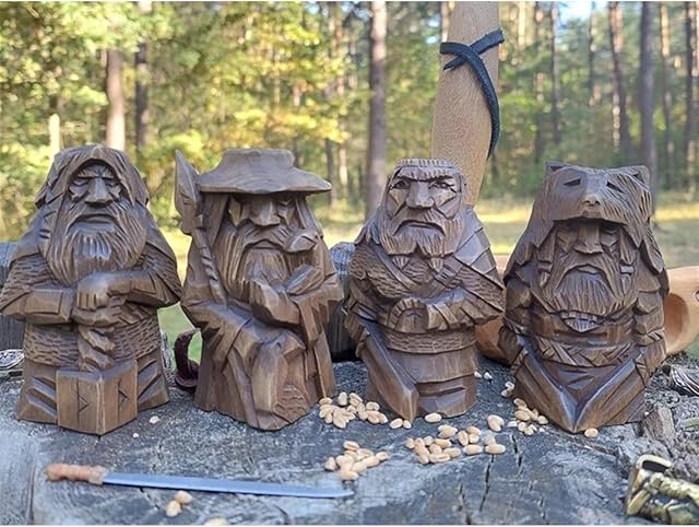 LBRYICHANG Odin Thor Tyr Ulfhednar Statue Norse Mythology Handicrafts Cold Cast Resin Antique Bronze Finish Sculpture Indoor Outdoor Garden Decorations Home Decor Desktop Table Arrangement