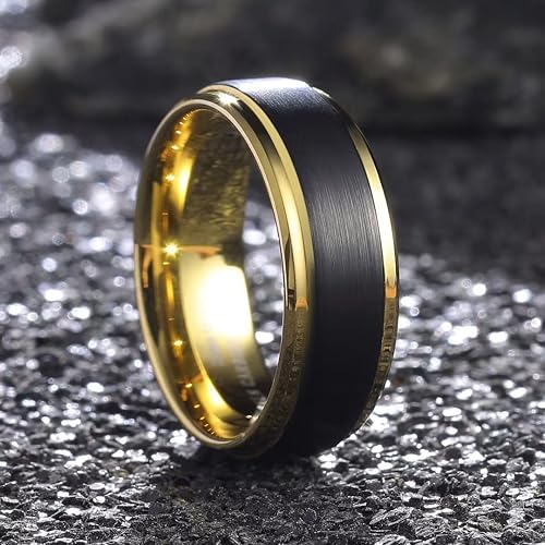 Miniatura 3 de King Will Duo - Anillo de boda de carburo de tungsteno cepillado para hombre, de 0.315 in0.394 in, acabado pulido, ajuste cómodo,