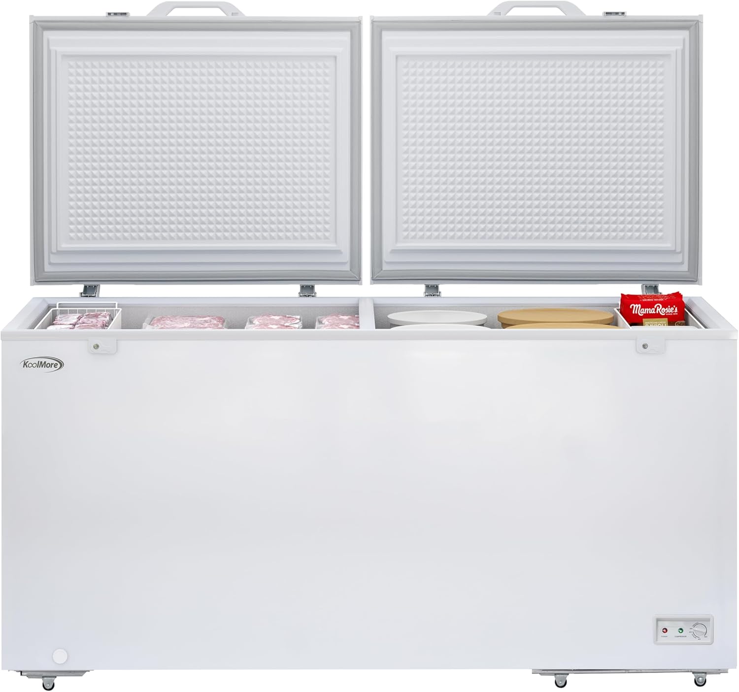 KoolMore KM-SCF-30C 79 in. Commercial Two-Door Chest Freezer, 30 Cu. Ft. in White, ETL Listed