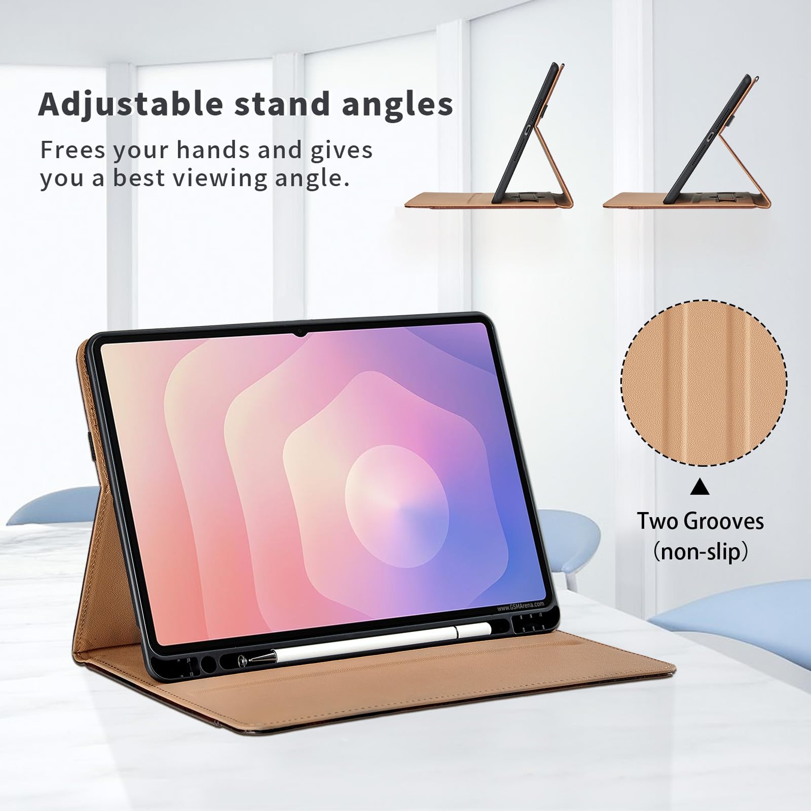 Étui Portefeuille pour Samsung Galaxy Tab S11 Ultra 2025 14,6", modèle SM-X930 / SM-X936B avec Porte-Stylo et Poche en Forme de S, étui Portefeuille Professionnel en Cuir PU avec Support pour