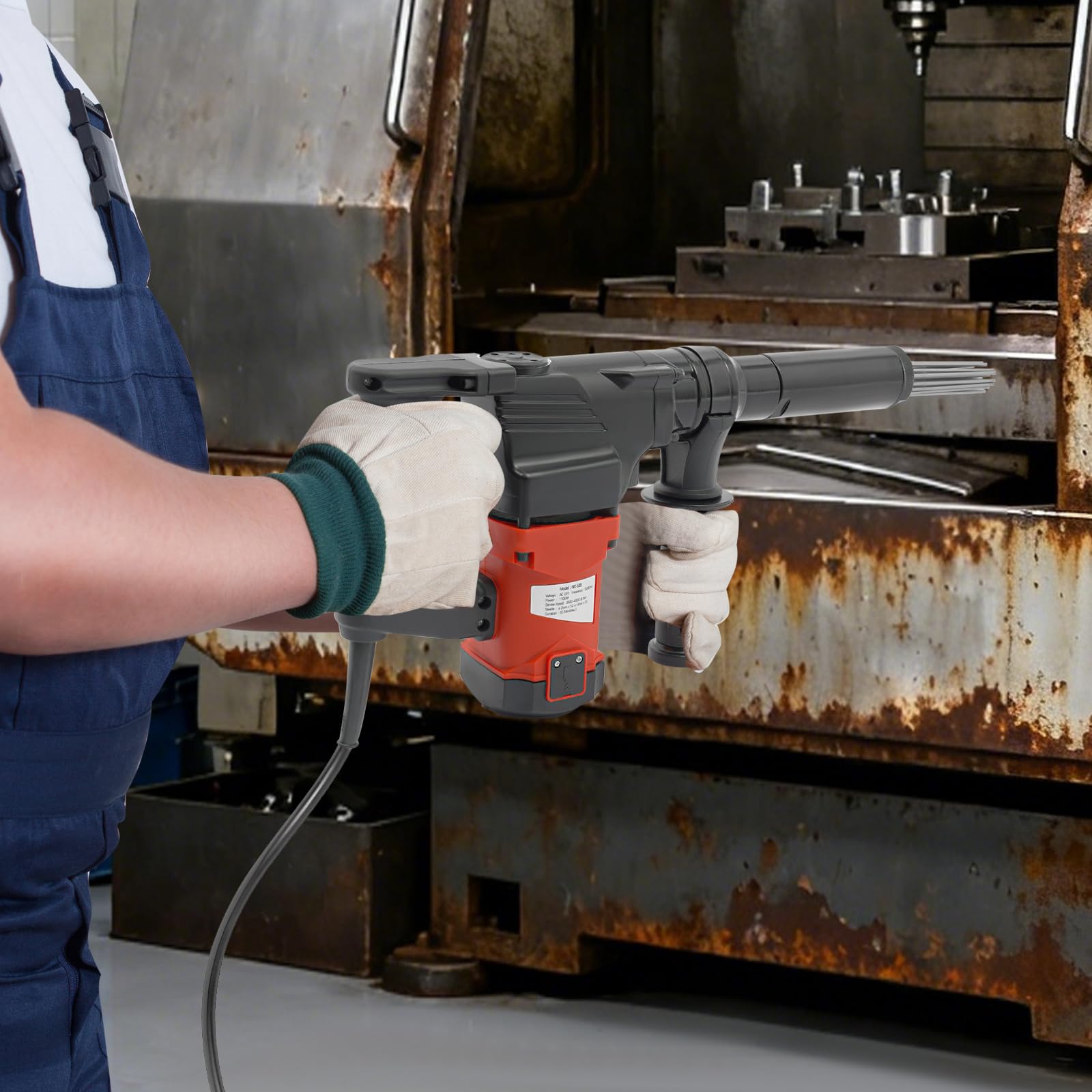 Nadelentroster Elektrisch Rost Entfernung Werkzeug, 1100W Handgerät Entrostierpistole Pistolengriff Nadel Scaler 360° drehbaren Hilfsgriff, Max Dauer 30 Min
