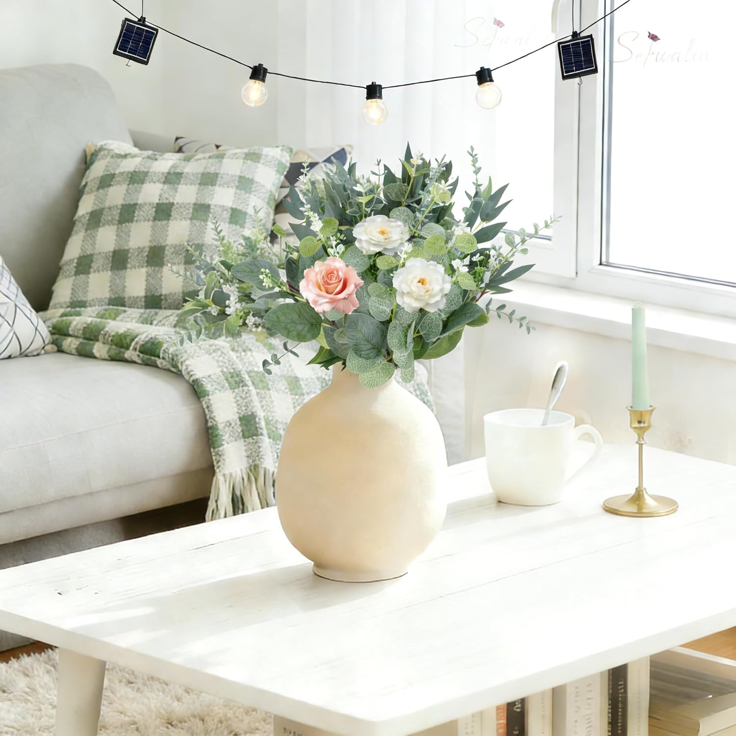 150 Pcs 4 Kinds Mixed Eucalyptus Greenery Stems, Baby Breath Flowers Artificial Bulk and Greenery Stems for DIY Bouquets Wedding Home Floral Decor