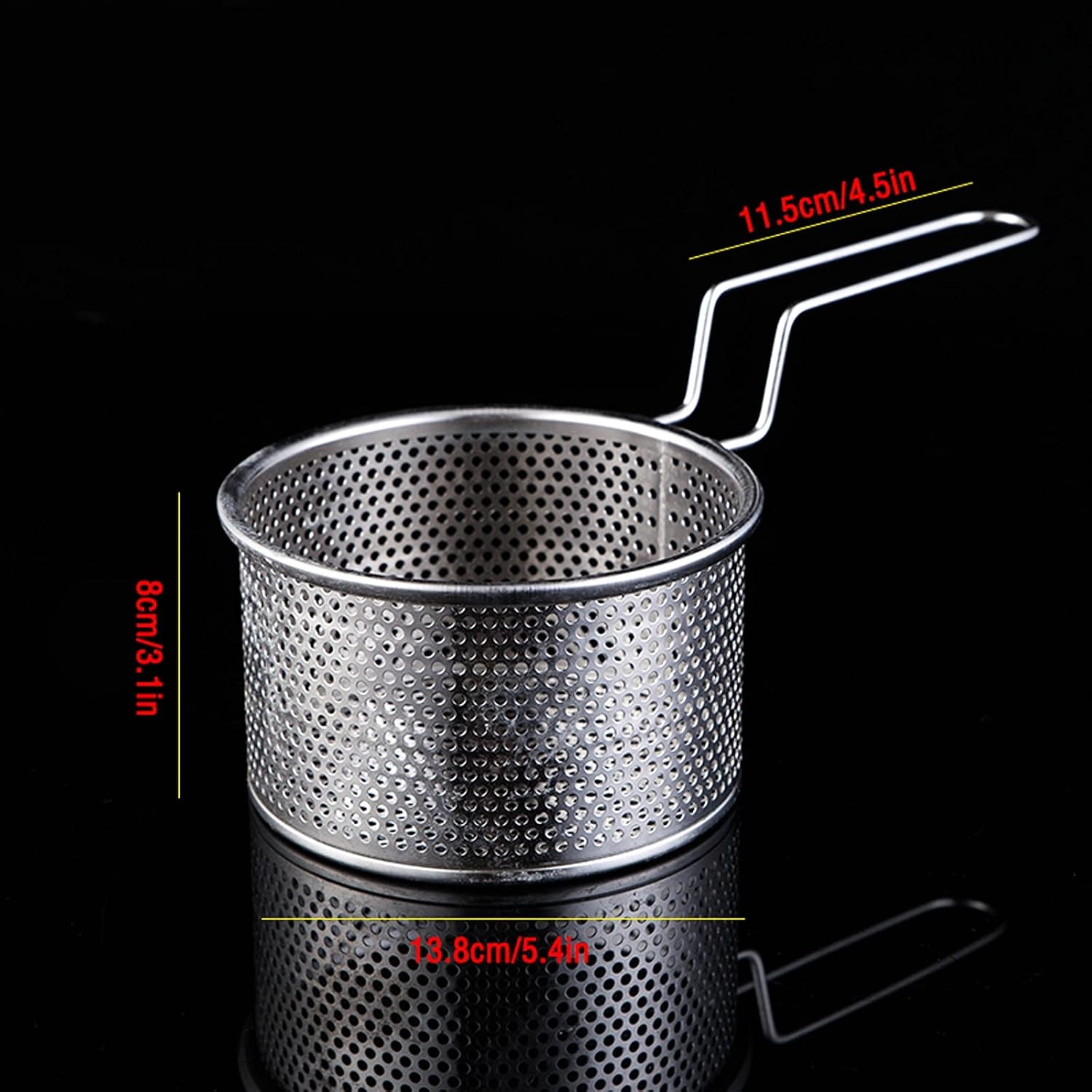 Fry Basket Round Frying Basket Stainless Steel Deep-Fried French Fries Basket with Anti-scalding Handle for Restaurant, Home, Snack Bar French Chips Fry Baskets (Size : Medium)