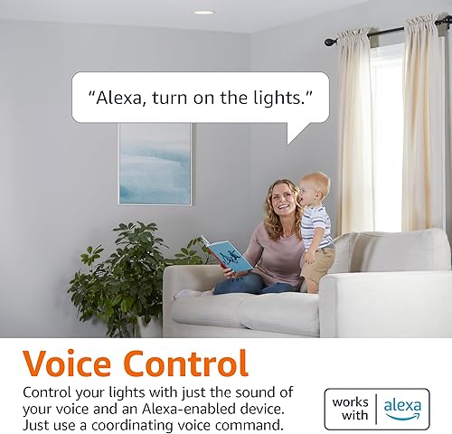 Miniatura 3 de Tienda Basics Bombilla LED Smart BR30, cambio de color, 9 W (equivalente a 60 W), 800 LM, funciona solo con Alexa, Wi-Fi de 2.4 GHz, no requiere