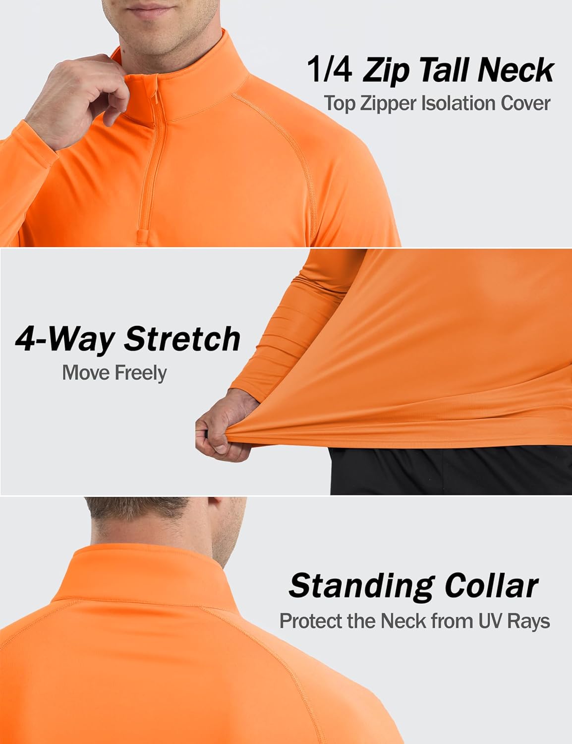 KINSWT Mens UPF 50+ Sun Shirt Long Sleeve 1/4 Zip SPF UV Protection Lightweight Quick Dry Quarter Zip Golf Shirt - Image 6