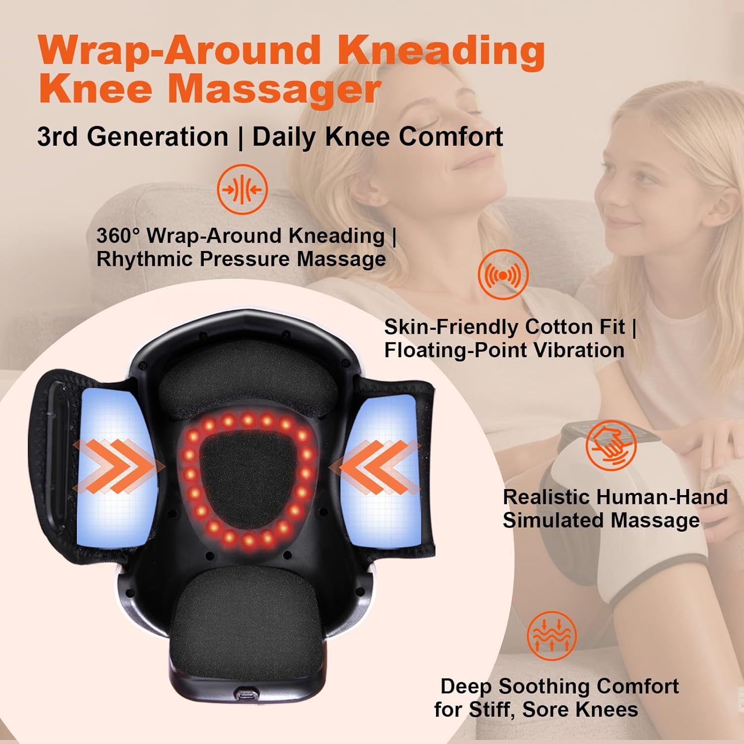 DEITY Knee Massager Smart with Heat, Vibration, 3D Massage, Red Light, 4-in-1, Cordless Portable Knee Massager with LED Large Screen, Gifts for Grandma & Grandpa