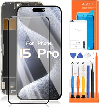 Soft OLED for iPhone 15 Pro Screen Replacement for iPhone 15 Pro LCD Display A2848, A3101, A3102, A3104 LCD Digitizer Touch Screen Assembly Repair Part with Protective Film+Tools