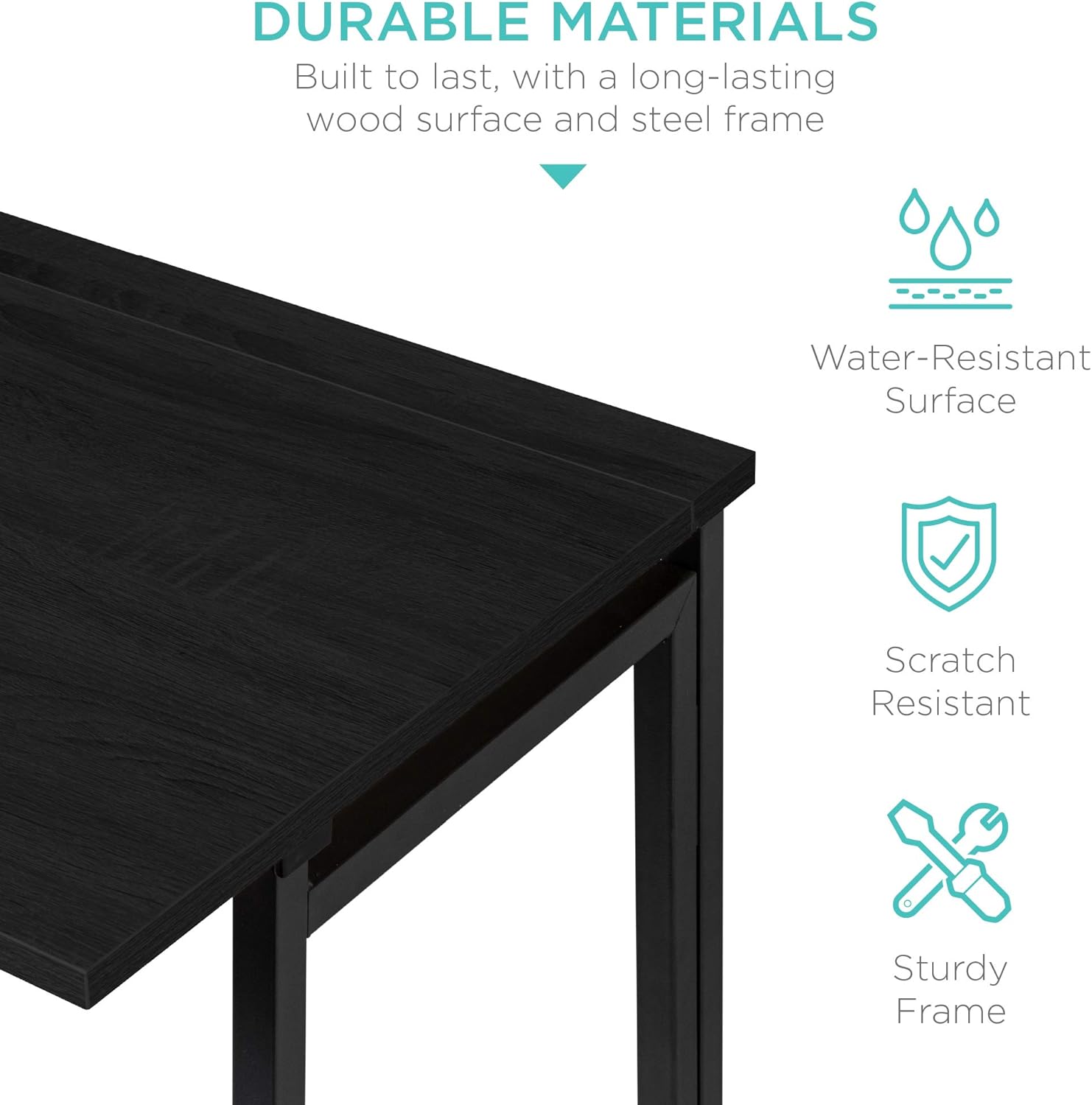 Best Choice Products 31.5in Folding Drop Leaf Desk Table, Computer Workstation for Home Office w/Wood Table Top, Back Shelf, Portable, Space Saving - Black/Black