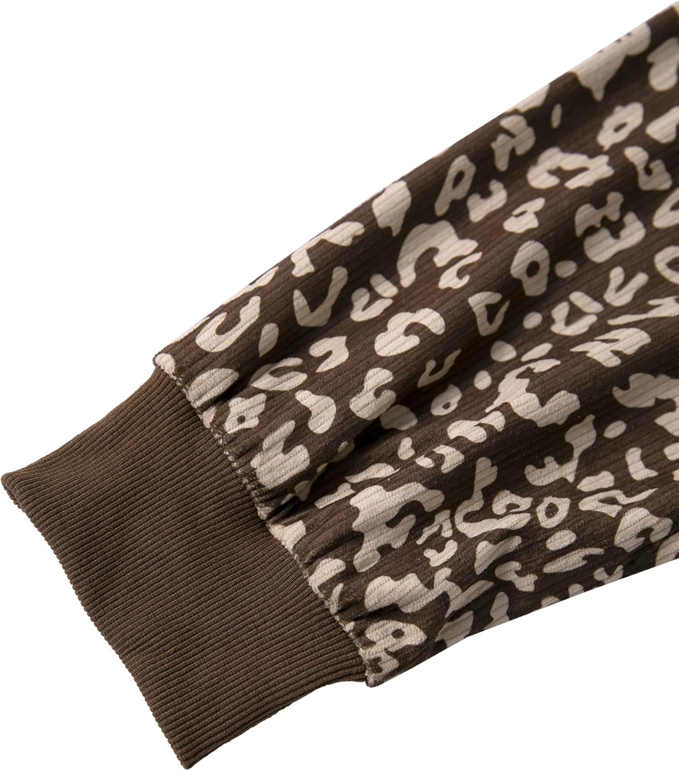 Hilinker Womens Cheetah Print Oversized Sweatshirt Half Zip Pullover Corduroy Long Sleeve Tops - Image 5