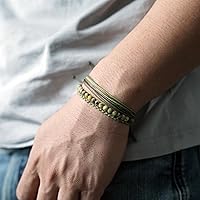 Vista 33 de Handmade Natural Stone Beaded Healing Bracelet Gift for Men Adjustable Rope String Bracelet (picasso jasper, Adjustable)