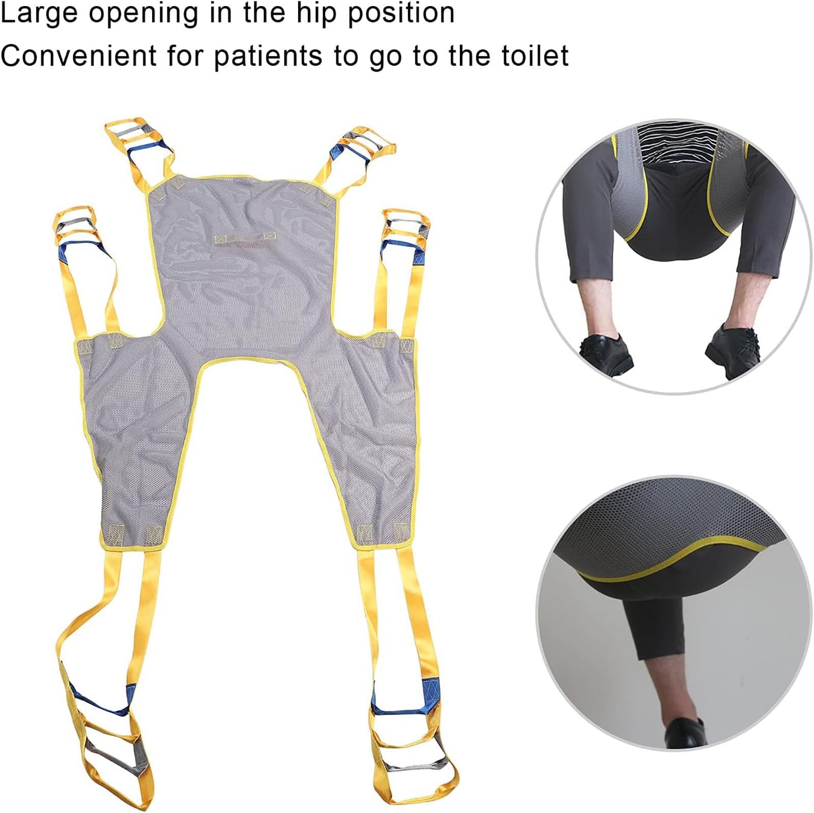 Arnés De Elevación para Inodoro, cabestrillo universal de ayuda al paciente de cuerpo entero con asas de malla transpirable para traslado de pacientes bariátricos Enfermería Cuidador Ancianos Discapac