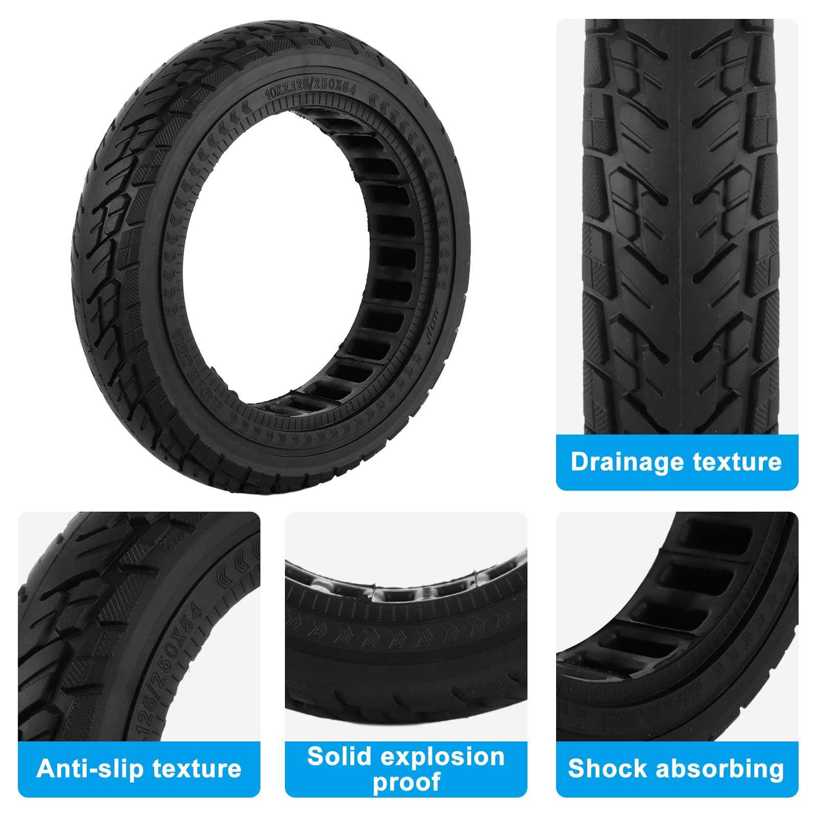 ASelected 10 x 2.125 Solid Tyre, 10 inch Rubber Solid Scooter Tyre with Aluminum Alloy Crowbar - Image 3