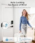Front Door Lock Set Keyless Entry with Handle, Hornbill Smart Deadbolt Lock, Smart Locks for Front Door, Keypad Electronic Deadbolt, Touchscreen, App Remote Control, Alexa Compatible, Matte Black