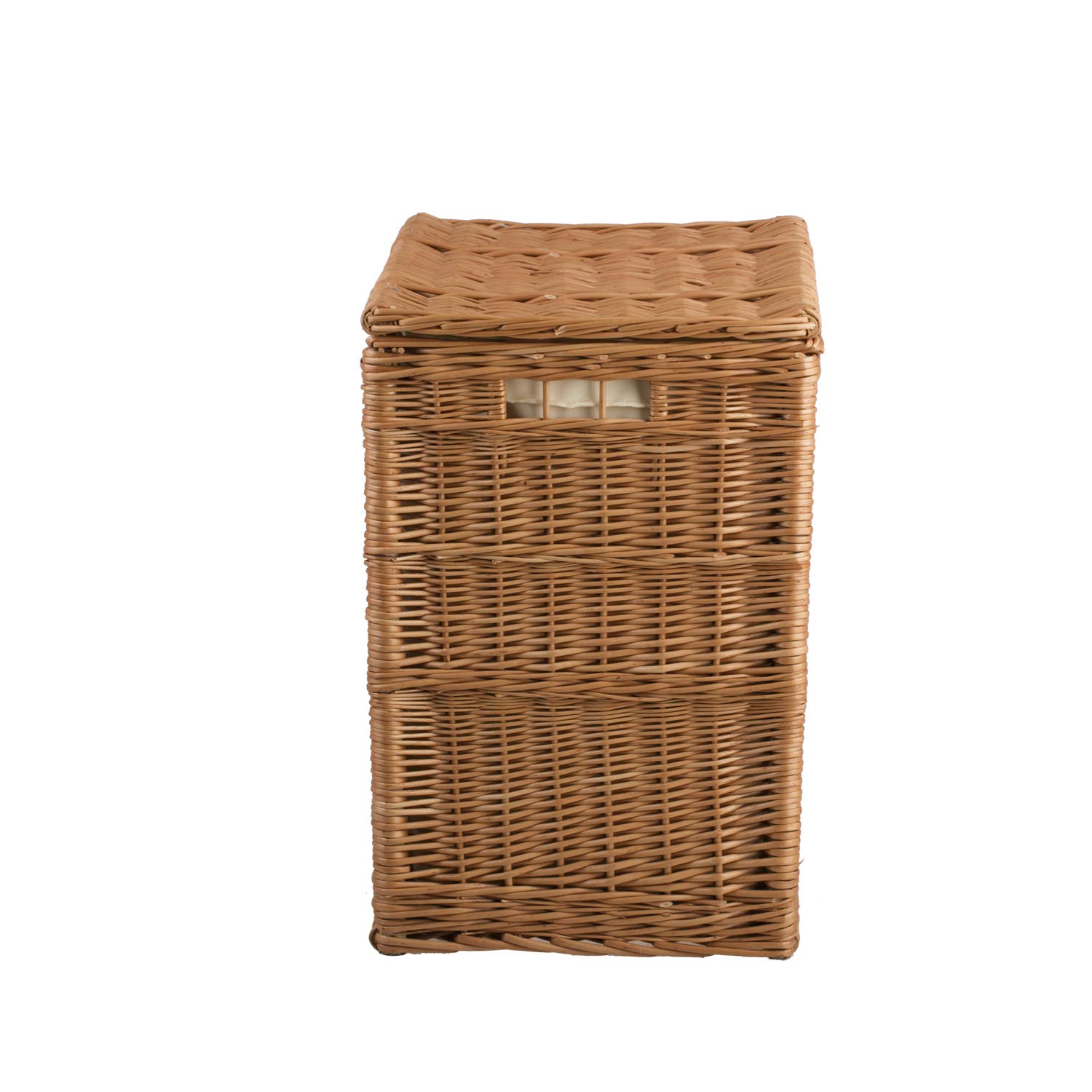 e-wicker24 Weidenkorb zur Aufbewahrung von Gegenständen und als Wäschekorb oder Spielzeugkorb geeignet Wäscheschrank Truhe für Wäsche Wäschepuff aus Weide geflochten (52x40 H60, mit Stoffeinlage)