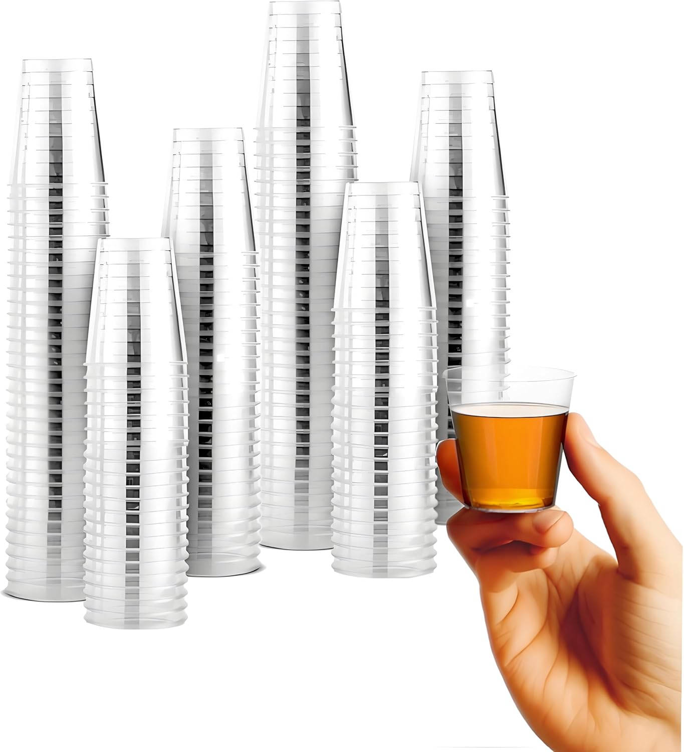 500 Plastic Shot Glasses 1.5 oz, Disposable Shot Cups in Bulk, Clear 1.5 Ounce Plastic Tasting Glasses for Wine, Whiskey, Vodka, Food Sampling, Sauce Dipping, Catering, Bars, Parties, Events