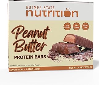 Nutmeg State Nutrition - High Protein Bars, Gluten Free, Low Calorie, Ideal Protein Compatible, 7 Servings Per Box (Peanut Butter)