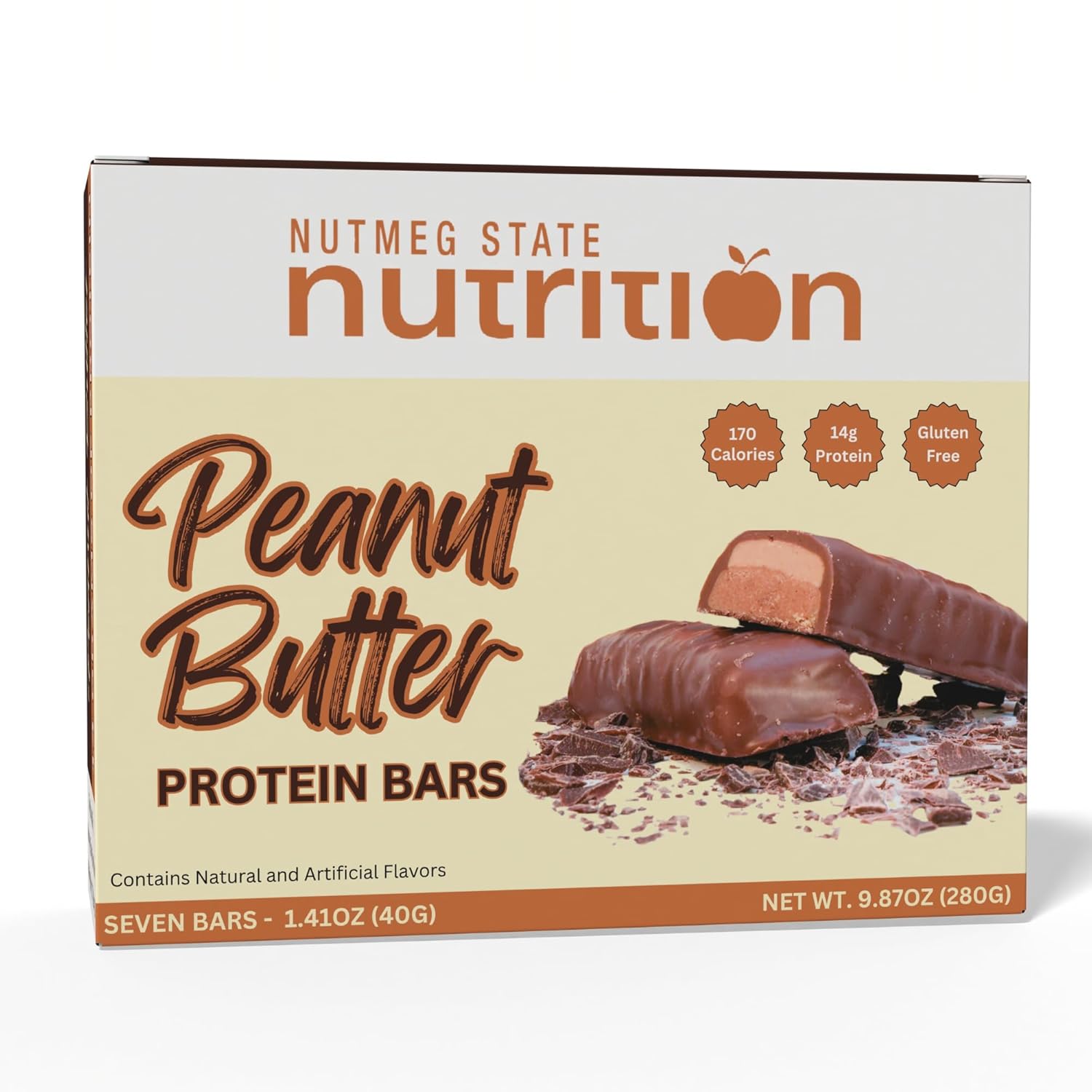 Nutmeg State Nutrition - High Protein Diet Bars, Gluten Free, Low Cholesterol, Low Sodium, Low Sugar, Ideal Protein Compatible, 7 Servings Per Box (Peanut Butter & Jelly)