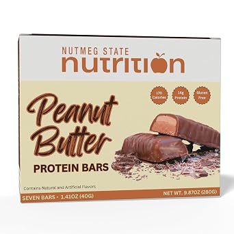 Nutmeg State Nutrition - High Protein Bars, Gluten Free, Low Calorie, Ideal Protein Compatible, 7 Servings Per Box Peanut Butter