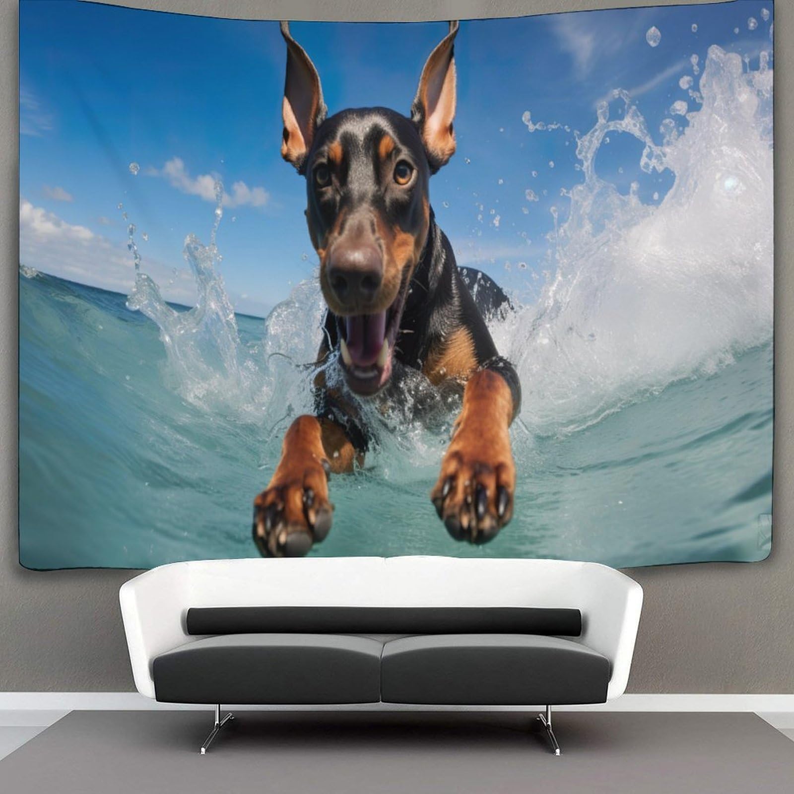 kaiyun Doberman Tapestry Bedroom Aesthetic Indie Wall Room Decor Animal Wall Hanging,Wall Art 100cmx150cm