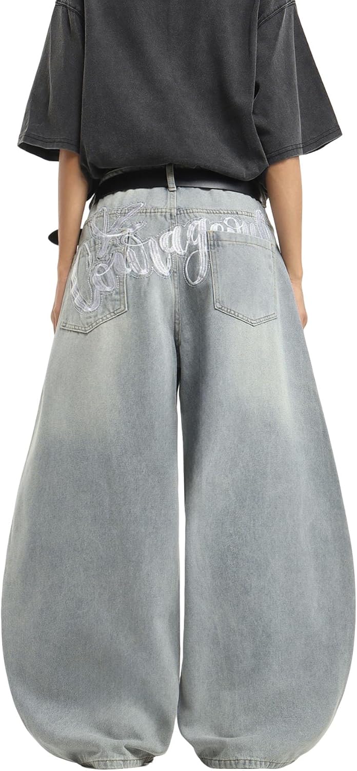 Men's Baggy Jeans Wide Leg Denim Pants Loose Fit Casual Trousers Skater Jeans for 2026