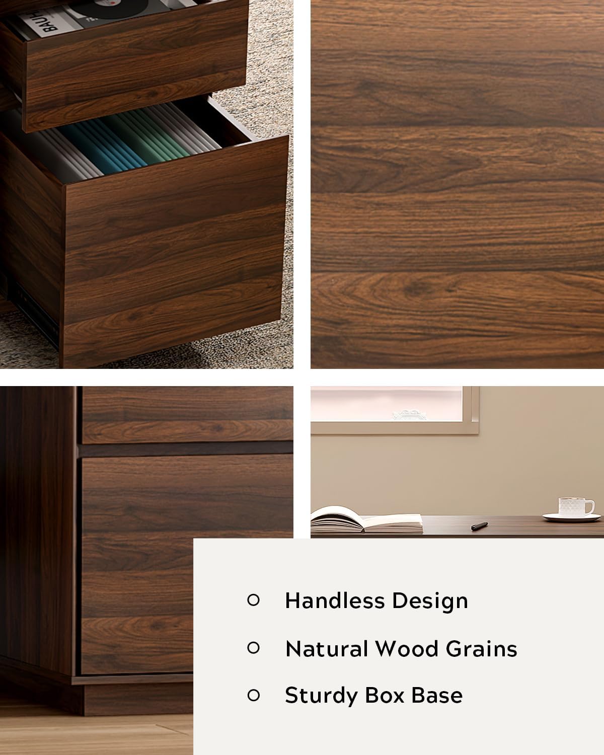 Farmhouse Executive Desk with File Drawer 59" Large Computer Desk Home Office Desk with Charging Station, Keyboard Tray, Storage Cabinet Modern Workspace for Study, Writing, Brown