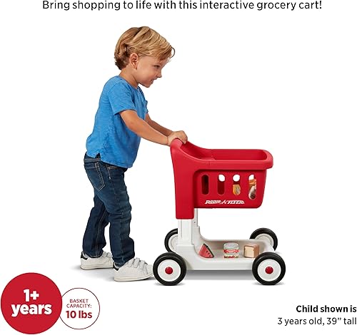 Miniatura 4 de Radio Flyer Escanea y clasifica el carrito de compras con luces y sonidos, andador de bebé con ruedas, carrito de compras rojo para niños a partir