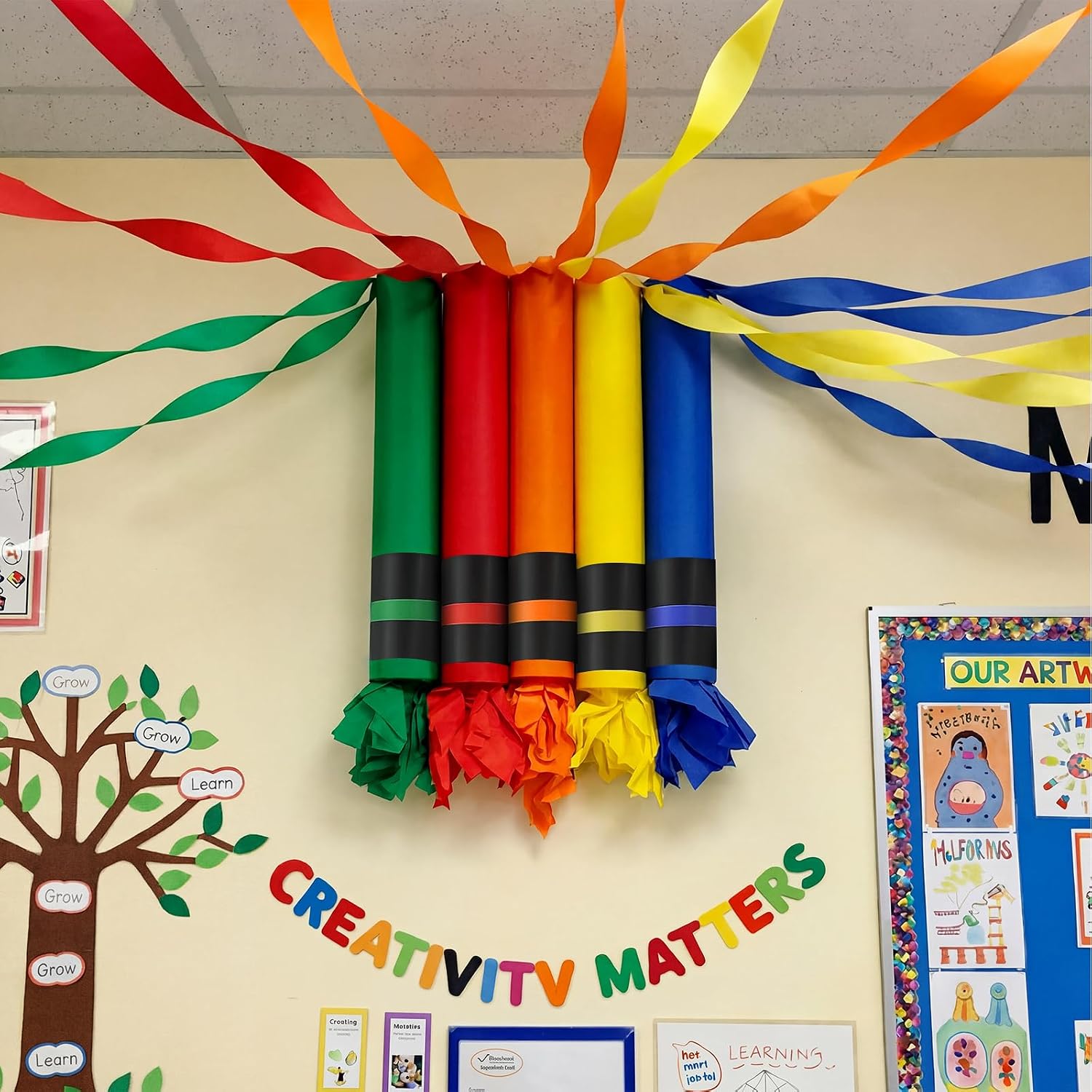 5 Sets Back to School Crayon Classroom Decor Rainbow Crayon Wall Decor