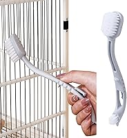 MANONROSA Bird Cage Cleaning Brush with 2 Brush Heads & Long Handle - Thorough Cleaner for Parrot Cages, Perches & Kennels
