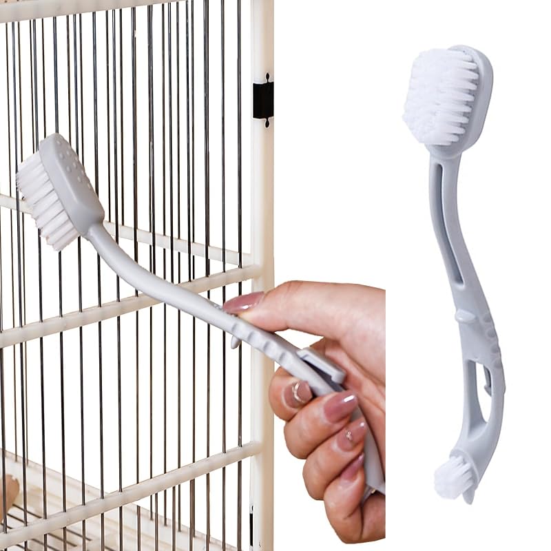 Escova para Limpeza de Gaiola de Aves com 2 Cabeças e Cabo Longo MANON ROSA BCCB002